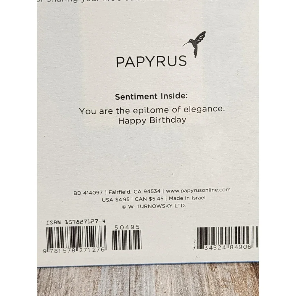 Papyrus RARE Turnowsky Embossed Hummingbird Purse Gold Trim Beaded Birthday Card